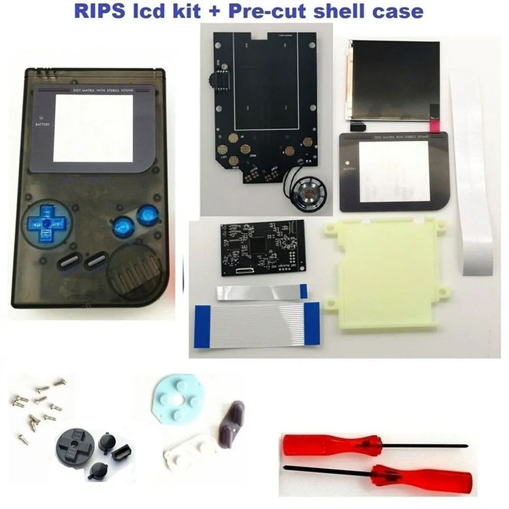 Q5 Version Super OSD RIPS Highlight Backlight LCD Mod/Pre-cut Shell Case/Speaker For Game Boy DMG GB Console