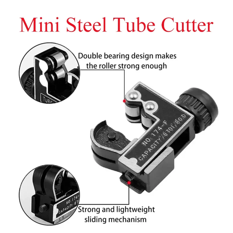 3-28MM C-Type Tube Cutting Knife To Cut 1/8 To 1-1/8 Inch Copper Pipe Plastic Pipe Double Bearing Design Mini Small Tube Cutter