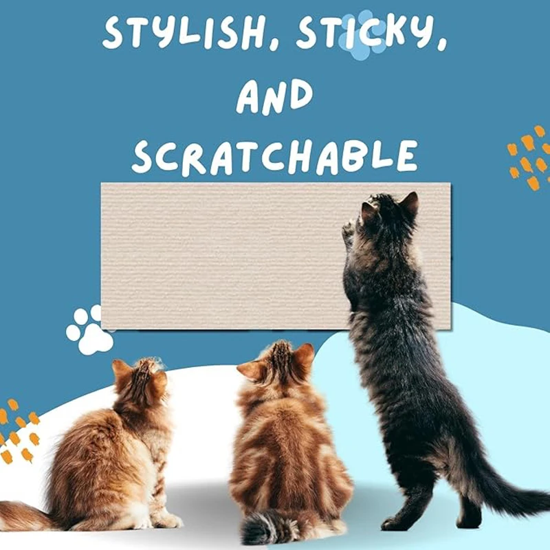 Cat Scratch Mat Cat Wall Stracther Self-Adhesive Replacement For Cat Trees Wall Furniture and Couch Protection