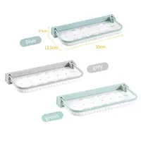Foldable Bathroom Toilet Storage Rack Shower Shelf Storage Rack  Self Adhesive Kitchen Wall Shower Rod Tray Storage Organizer 1