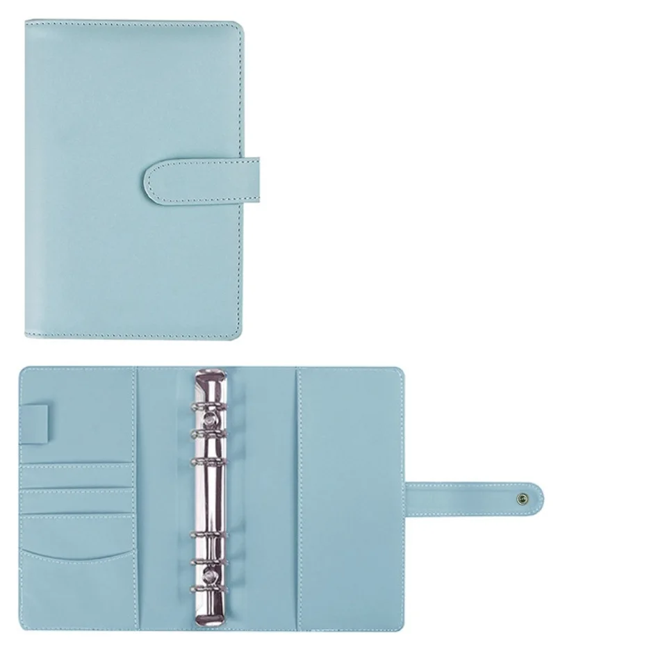 Vibrant Macaron Color Leather 6-Ring Binder Notebook Cover