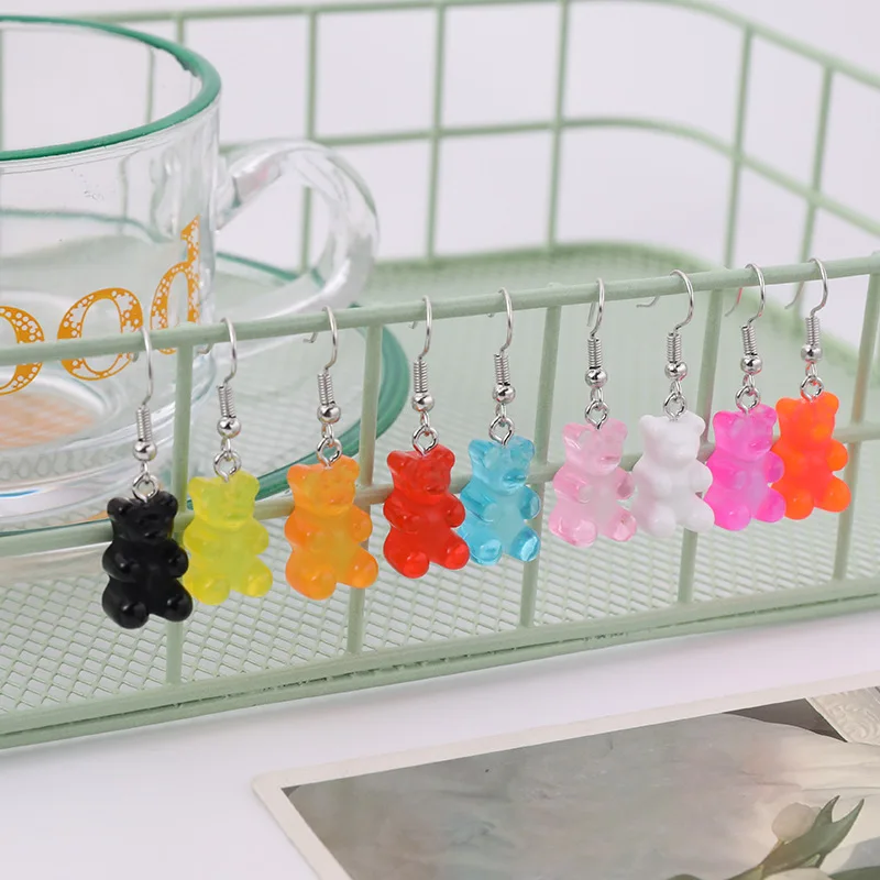 Orecchini Pendenti Con Orsetti Gommosi All'Ingrosso Per Donne Adolescenti Ragazze Dichiarazione Minimalista Orecchino A Goccia Ciondolo Orso Regalo Di