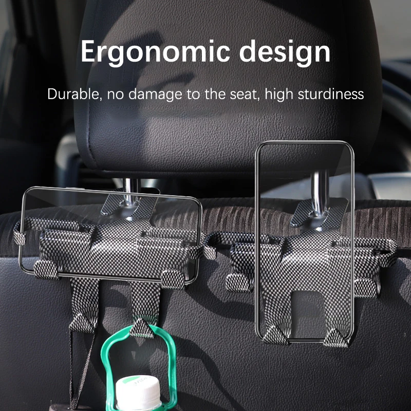

2023 Car Seat Headrest Hook 4 Pack Hanger Storage Organizer Universal For Handbag Purse Coat Fit Universal Vehicle Car Black