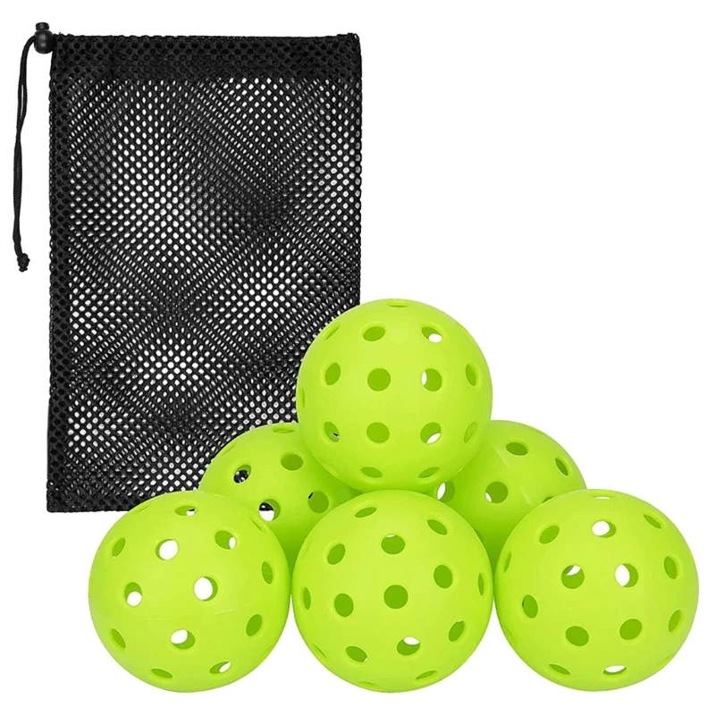 G92F Pickleball Balls 6 Pack with Mesh Bag Outdoor Pickle Balls Sets Consistent Bounce Durability