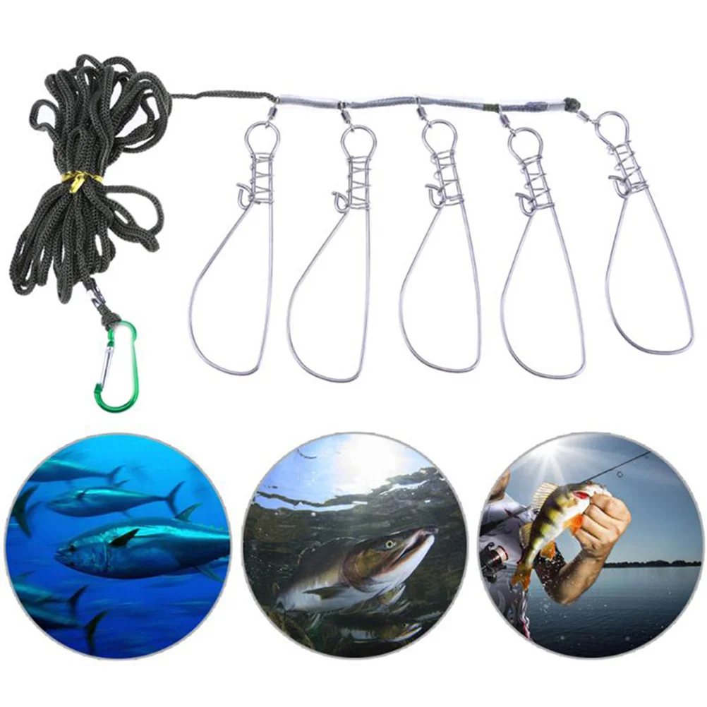 

Fishing Clip, 2 Sets with 5 Stainless Steel Snaps- Lock/ Holder for Kayak Hiking Outdoor Fishing