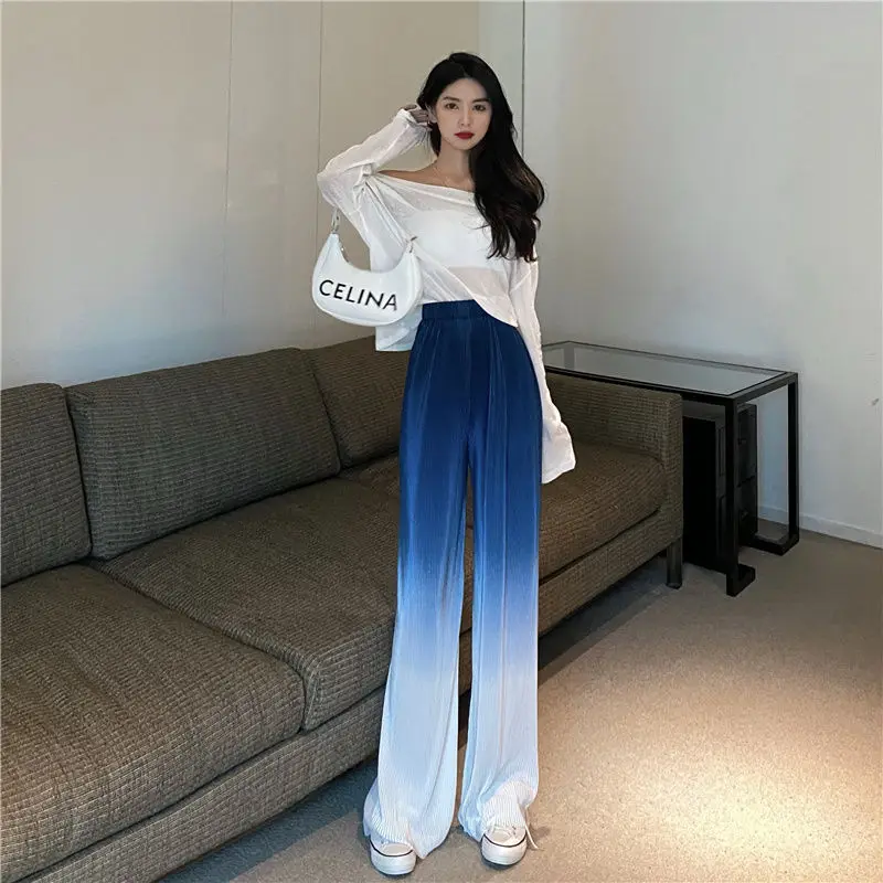Clothing Elastic Waist Women's Pants Loose Baggy Trousers for Women Long High Wide Leg 90s Original Trends 2023 G Korean Fashion