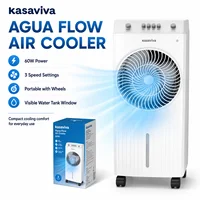 Ventilateur évaporatif à faible consommation d'énergie 60W, 3 vitesses de ventilation, fonction de refroidissement, portable, sur roulettes, pour usage domestique quotidien en intérieur 6