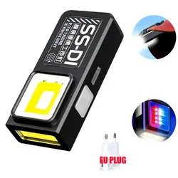 Compact Rechargeable COB LED Work Flashlight with Clip and Magnet - Waterproof and Portable EDC Pocket Light - Fixed Focus (Black - 1PC - EU PLUG)