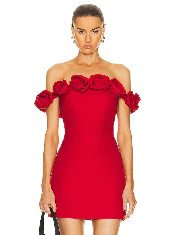 Embellished Rose Bandage Dress main image 1