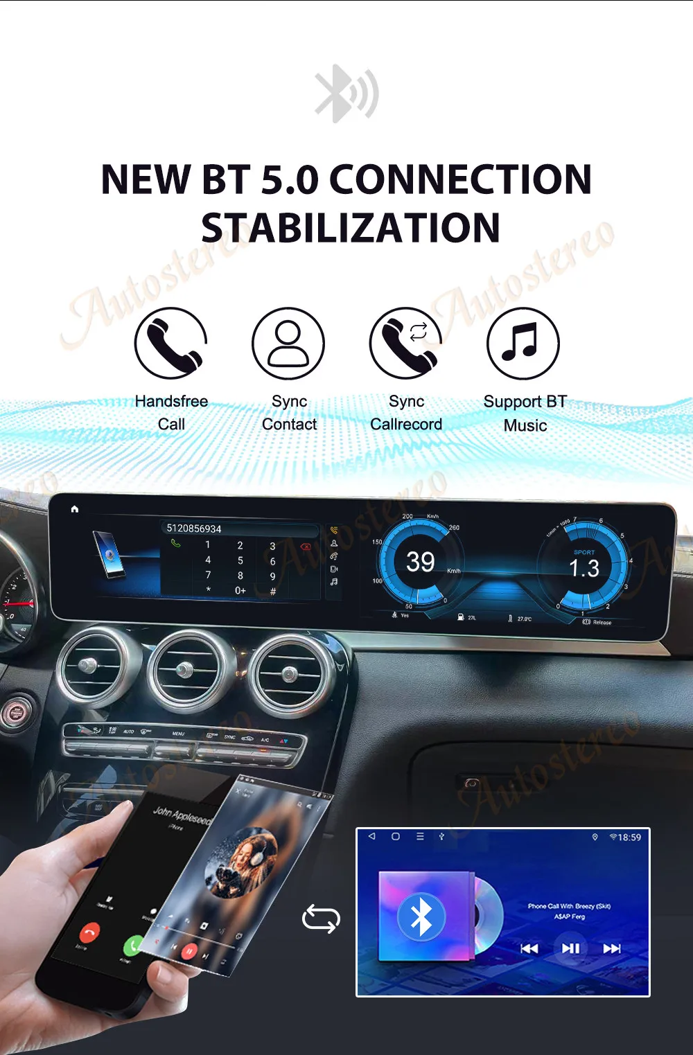 Dual Screen 24 Android 13 Carplay For Mercedes Benz C W205 GLC X253 2015-2019 Ca