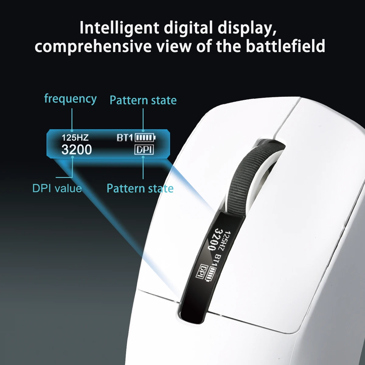 듀얼 모드 무선 마우스, 2.4G USB 및 블루투스 충전식 마우스(스마트 디스플레이 포함), 6 DPI 사무용/게이밍 마우스(노트북/PC용)