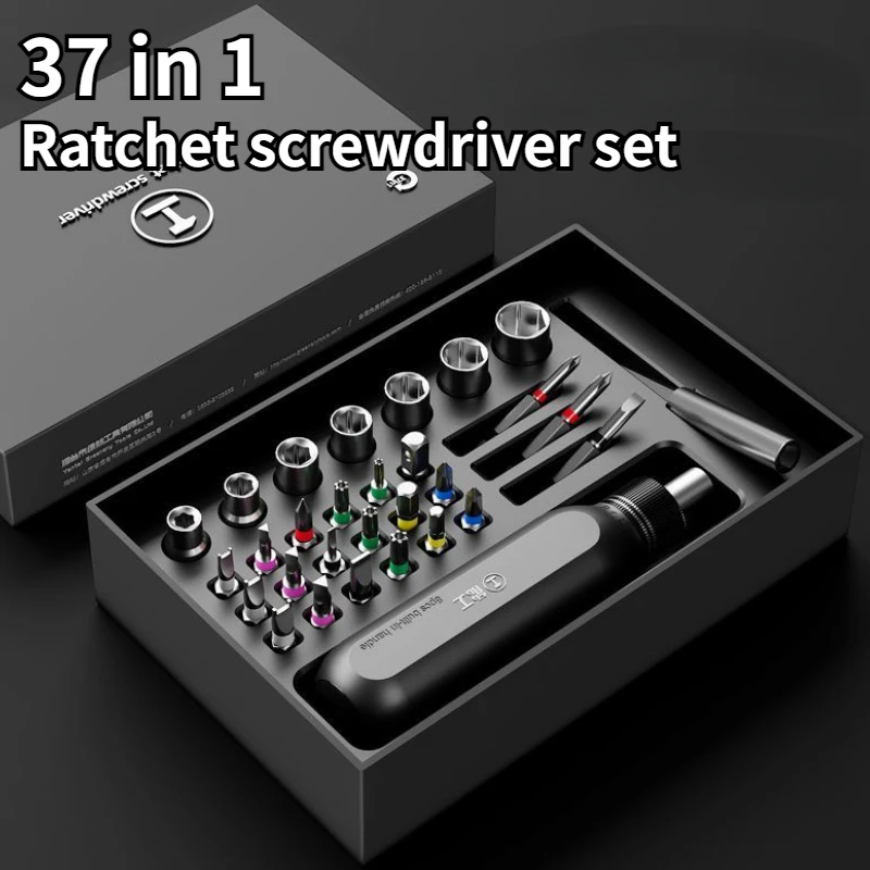 

37 In 1 Precision Ratchet Screwdriver Set Magnetic Torx Hex Multifunction Screwdrivers Sockets Bit Kit Phone Laptop Repair Tool