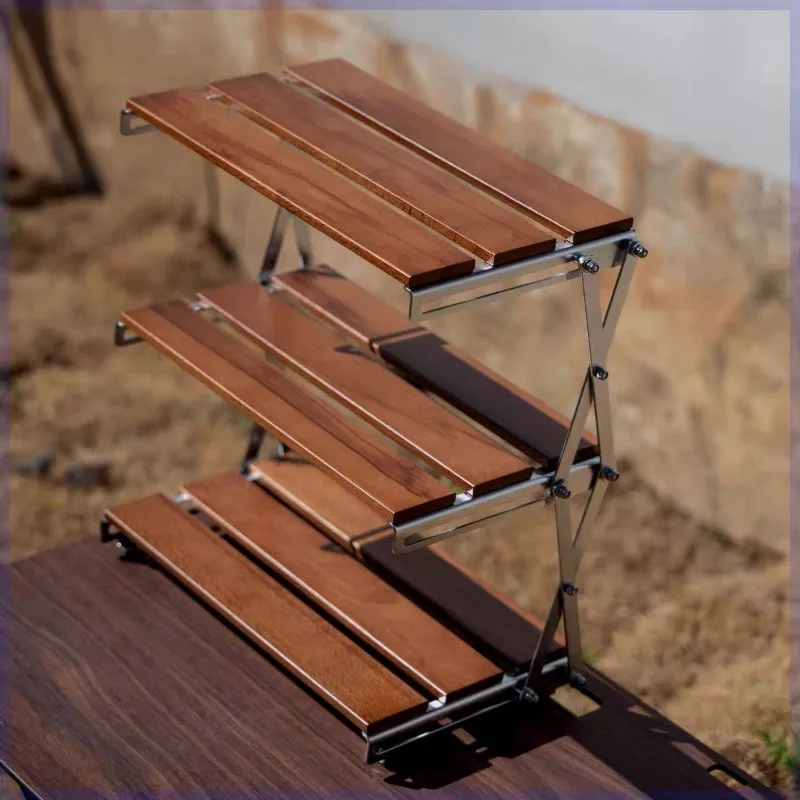 Solid Wood Desktop Organizer Tabletop Storage Shelf No Assembly Multi-Functional Outdoor Placement Stand for Computer Desk FYMR
