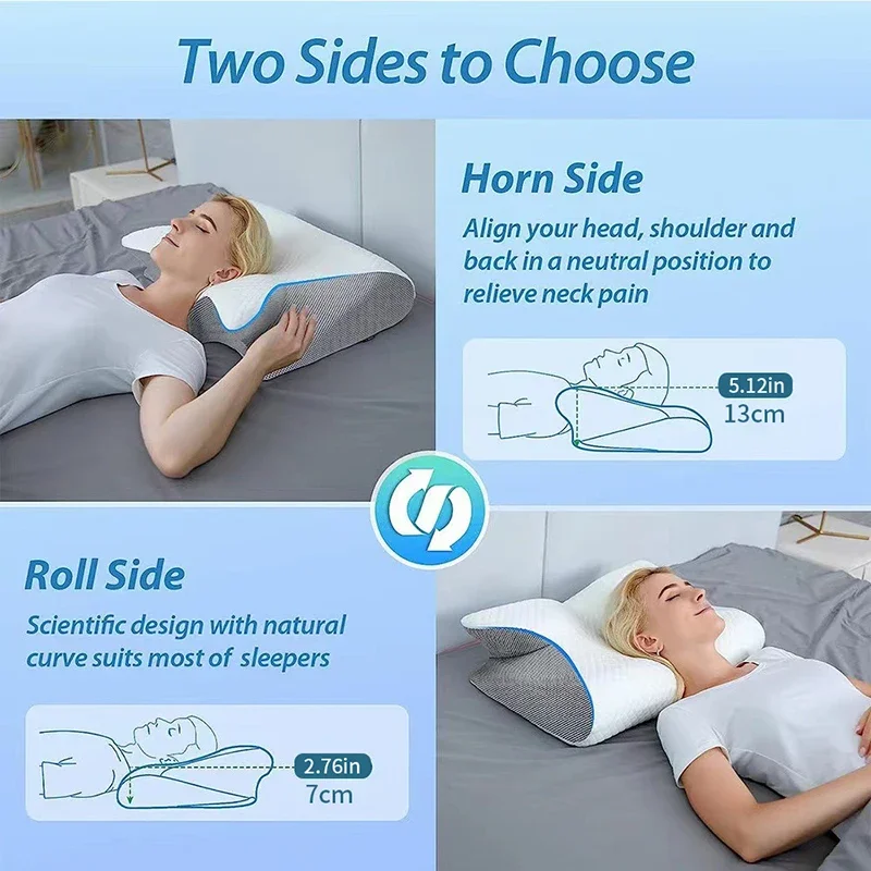 2 in 1 Ergonomic Memory Foam pillow Help Sleep Protect Neck Cervical Orthopedic Travel Neck Pillow Sleeping Home neck pillow