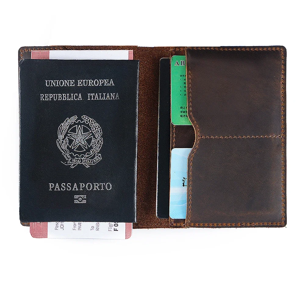 Genuine Leather Passport cover Solid Credit Card holder Vintage Men Women Passport case Business Unisex Travel wallet leather wallet wallet card holder card holder credit card holder credit card wallet card wallet coin purse wallet wallet card bag passport holder
