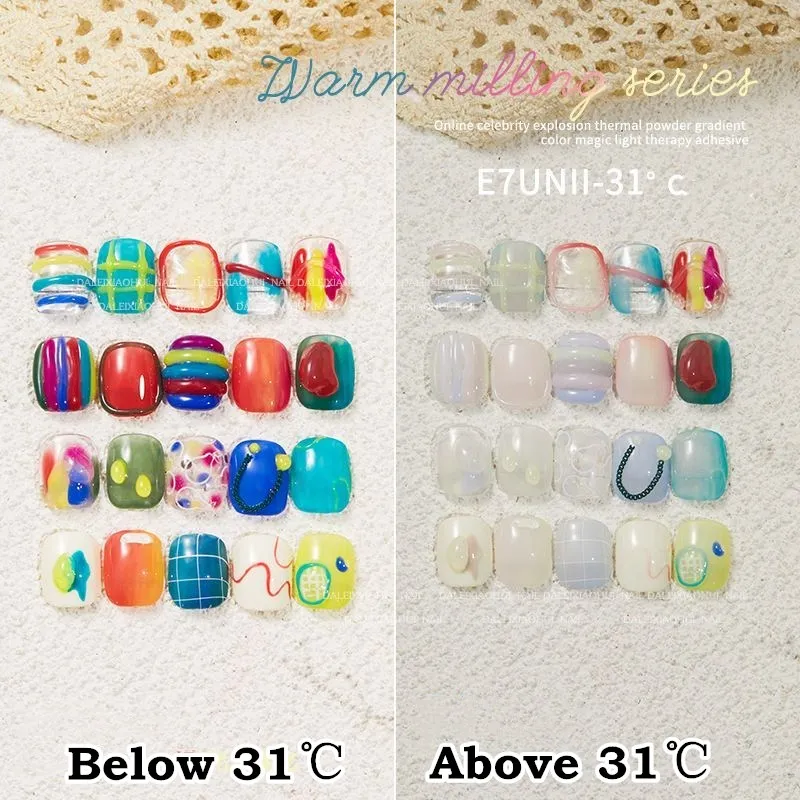 7colors Temperature Color Change Nail Powder Nail Glitter Powder Pigment Manicure Tips Decoration