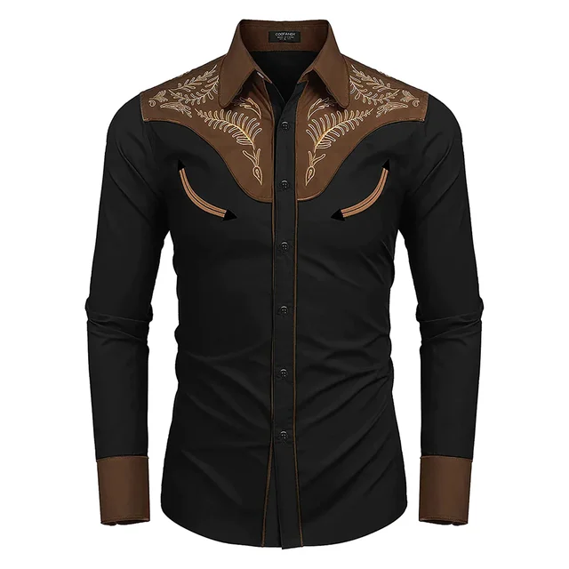 Chemise à manches longues pour hommes, imprimé occidental, revers, simple boutonnage, décontracté, Social, Club, vêtements de rue, nouvelle mode 2024 1