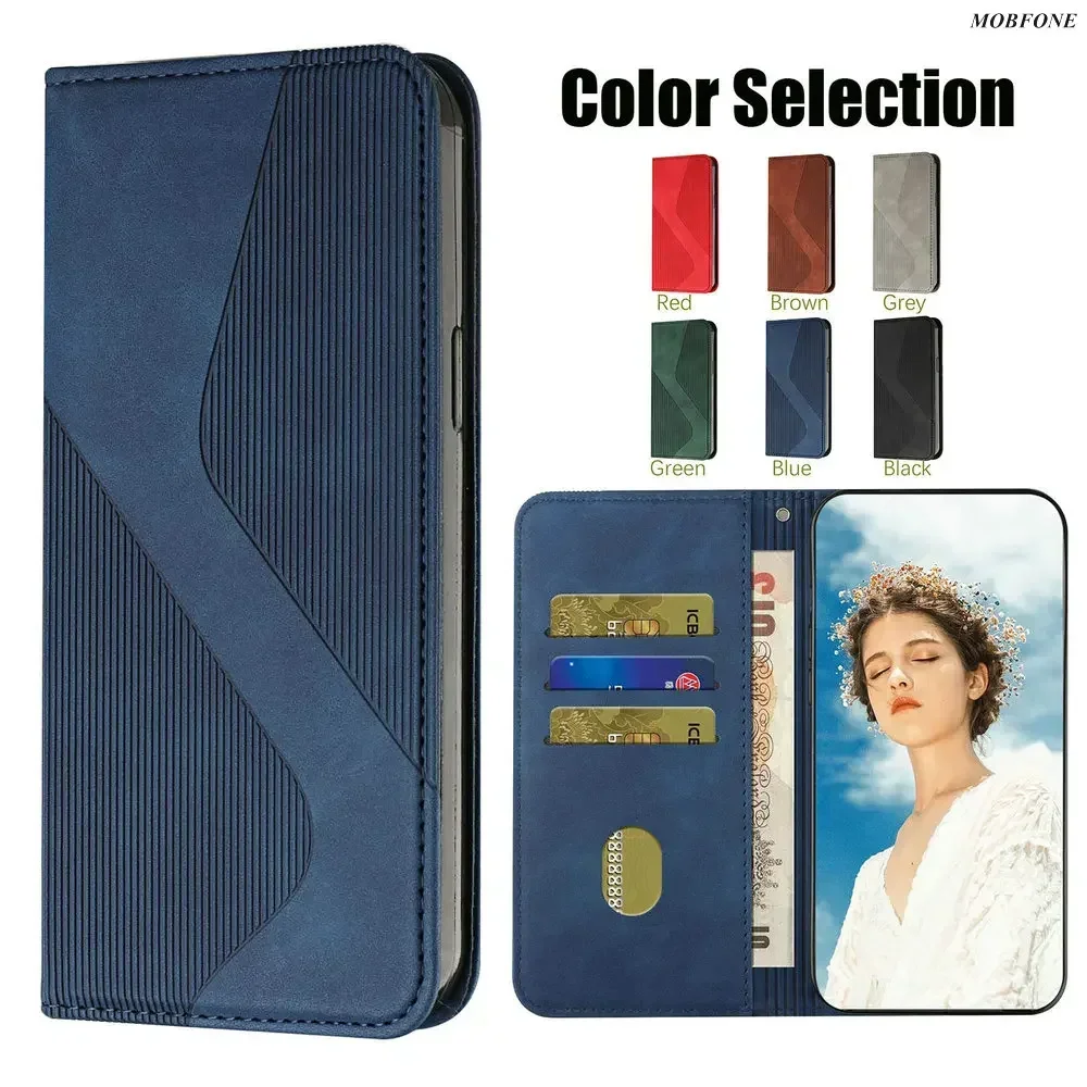 Luxury Leather S-Style Retro Wallet Flip Case - Full Cover with Magnetic Closure