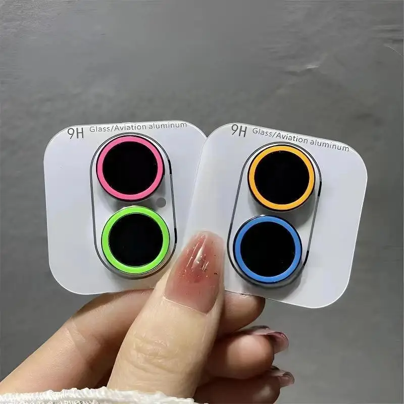 Luminous Pink Blue Green Camera Lens Protector - Glowing Lens Ring Glass Film Cap