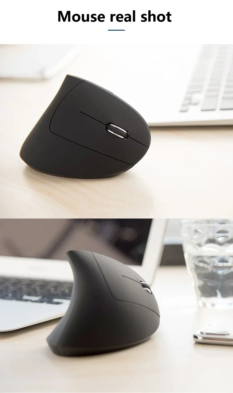Mouse da gioco verticale ergonomico wireless ricaricabile ottico 2.4G per computer PC, laptop e desktop con connessione USB._voghion.com
