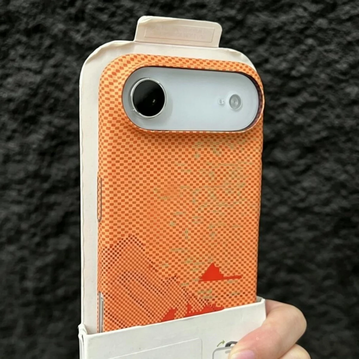 Luxury Carbon Fiber Kevlar Texture Phone Case with Mountain Island Starry Sky Design