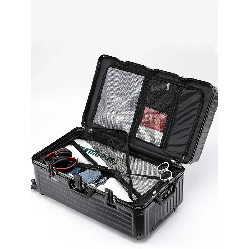 Large Capacity Aluminum Frame Luggage 32-Inch Universal Wheel Password Suitcase with Cup Holder and Rechargeable Travel Products