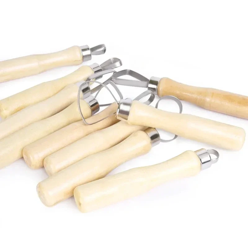10-Piece Wooden Handle Clay Sculpting Tool Kit-Ergonomic Loop Carvers for Ceramic, Polymer Detailing & DIY Craft Projects