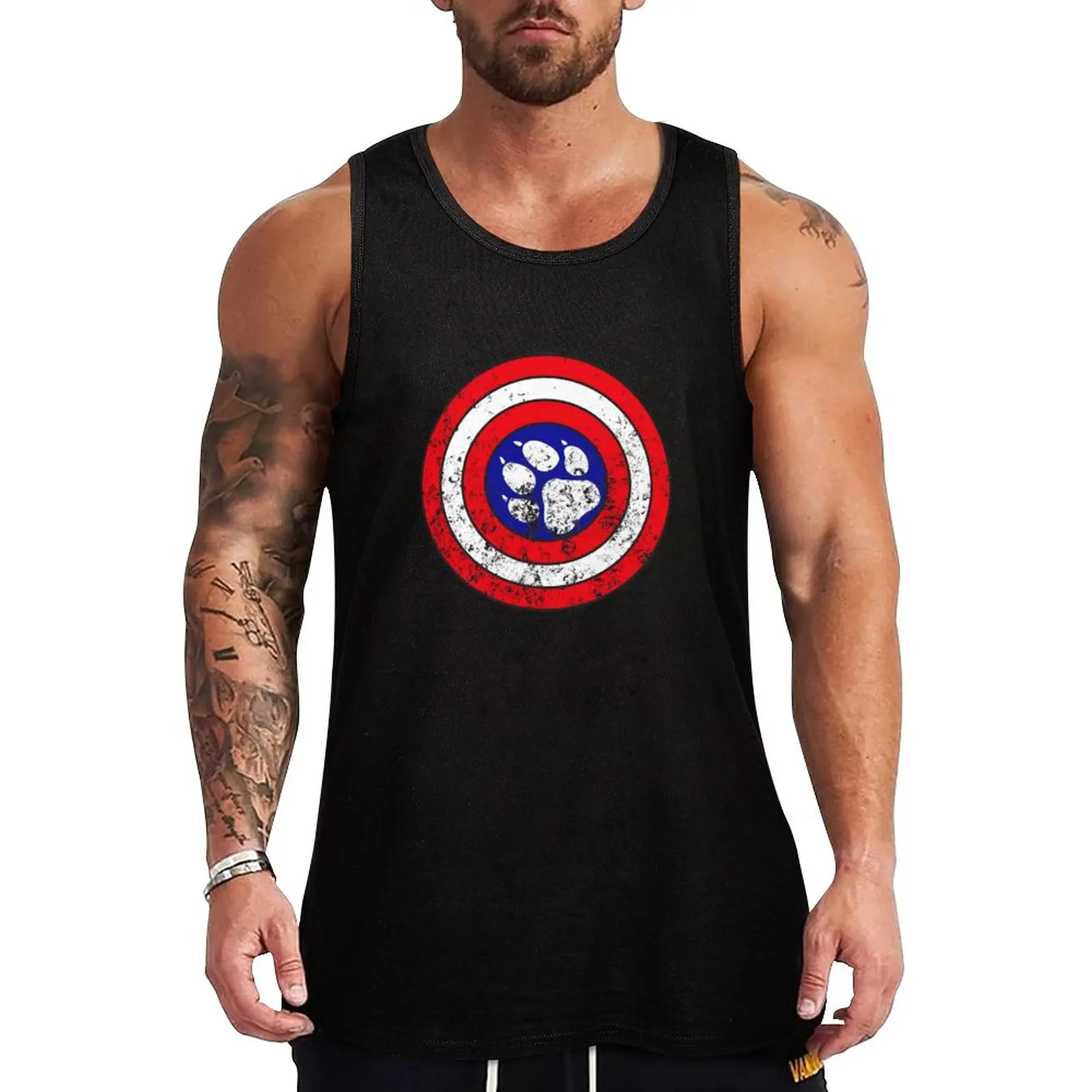 

Новинка, жилет Captain Pupmerica (Состаренный), майка, майка для мужчин, облегающий жилет для мужчин