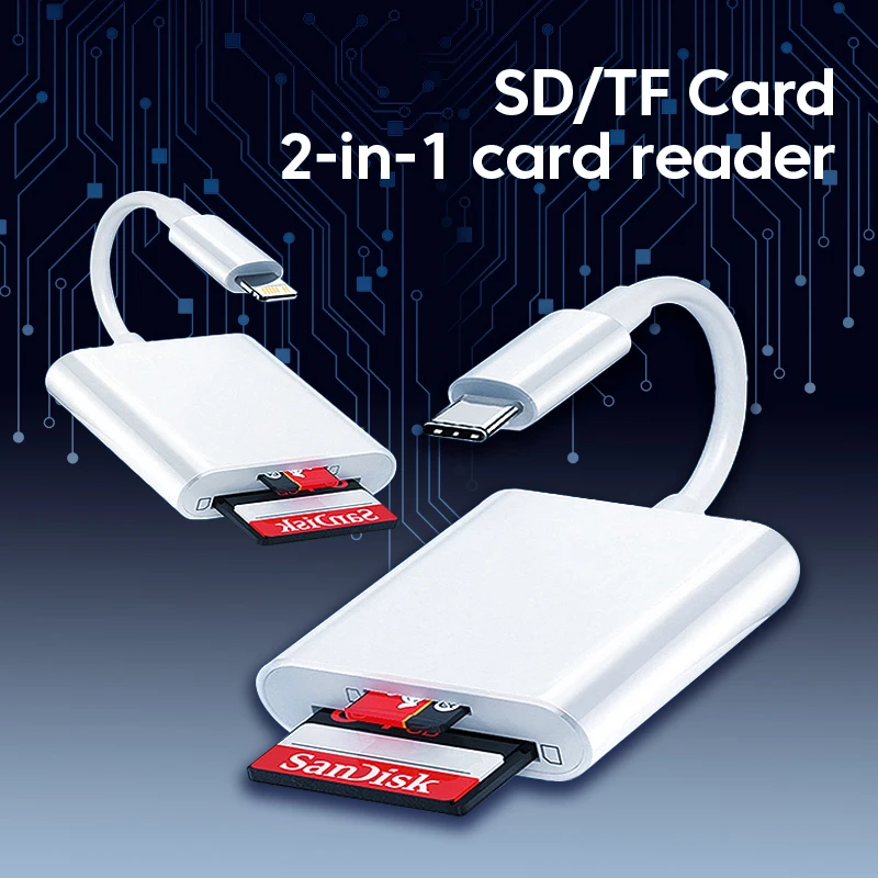 For IPhone Multi Card Reader For Lightning to USB SD TF Memory Card Readers Support IOS14 For IPhone 14 13 12 11 Type c adapter