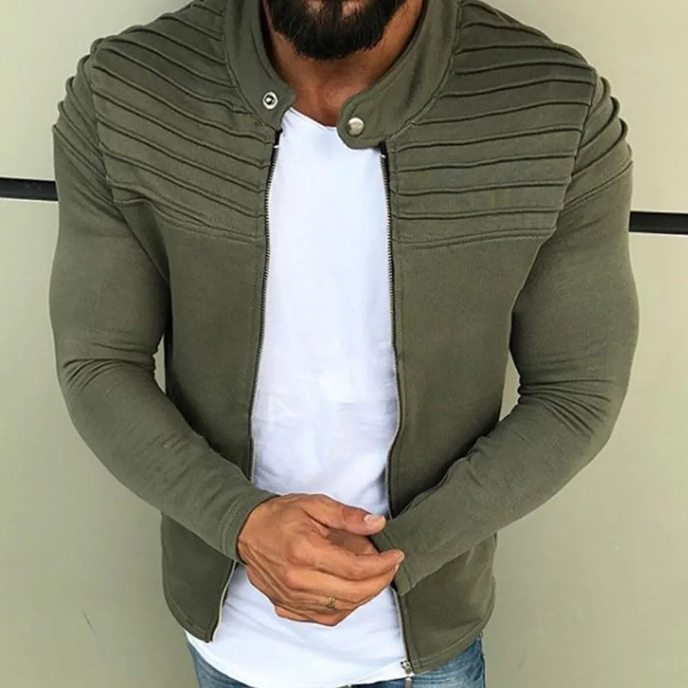 

Men’s Warm Long Sleeve Slim Fit Cardigan Coat Zip Up Sports Outwear Solid Jacket Outdoor Hiking Casual Fashion Coat Streetwear