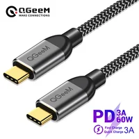 QGeeM USB 3.1 Type C to USB C Cable Gen2 PD 60W USB-C to USB C Charging Wire Cord Nylon Cord for Samsung Macbook Pro E-Mark Chip