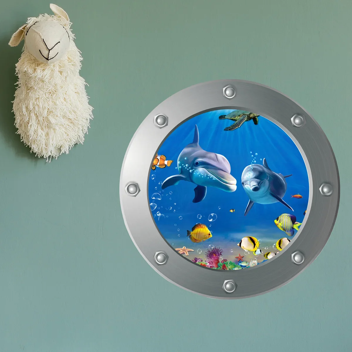 Description Picture 6 of item1pc Sea World Toilet Sticker 3D Shark Toilet Lid Decals Fridge Washing Machine Sticker Shark Graphic Wall Sticker