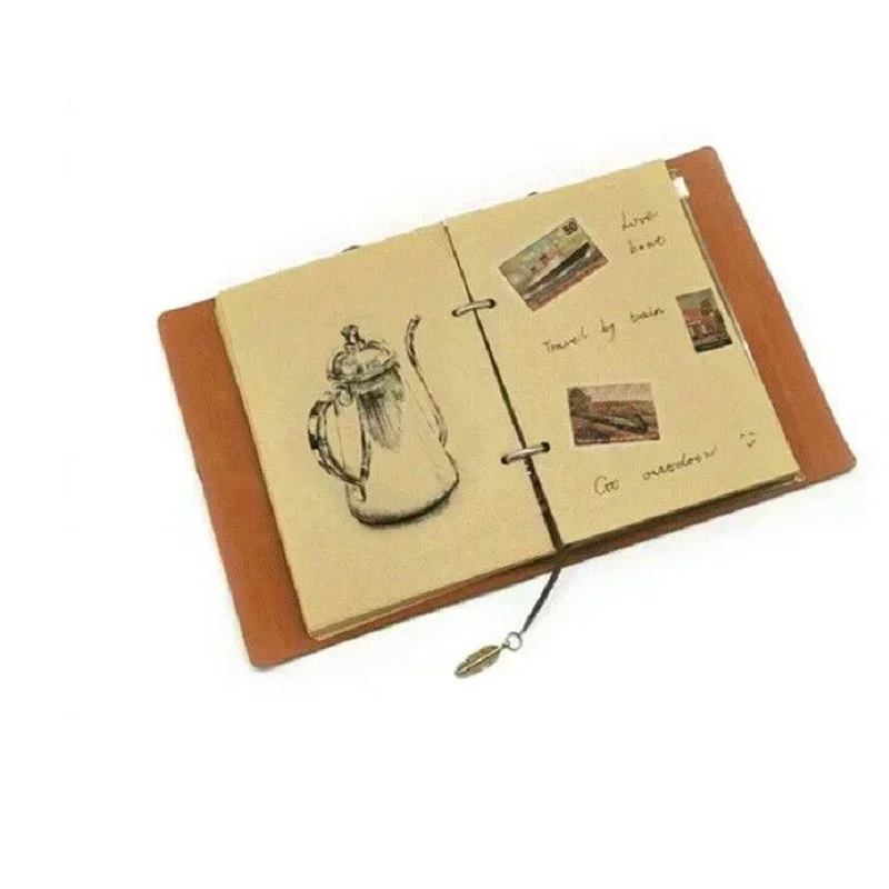 New Vintage Stationery PU Leather Notebook Creative Kraft Paper Planner Sketchbook Agenda Diary Notebooks School Writing Supply - 5