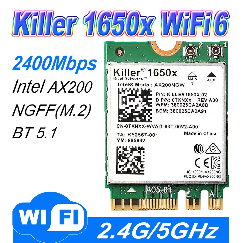 Двухдиапазонный ноутбук killer 1650X, 2400 м, Bluetooth 5,1, гигабитная беспроводная сетевая карта transcend AX200, поддержка win11