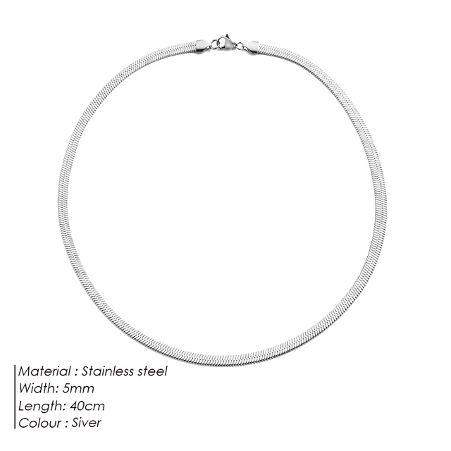 EManco unisexe serpent chaîne collier couleur argent tour de cou en acier inoxydable à chevrons chaîne collier pour femmes bijoux en gros