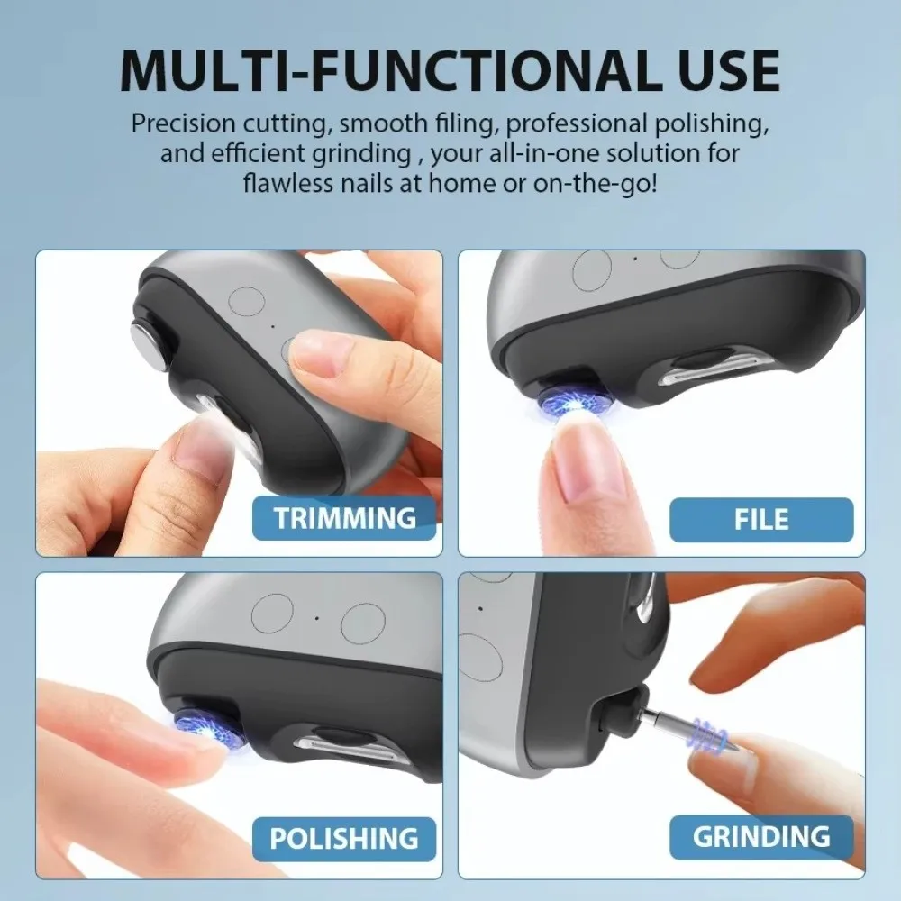3 in 1 Easy Clip Nail Clippers with LED Light Portable Smart Nail Clipper for Seniors Electric Nails Care Tool