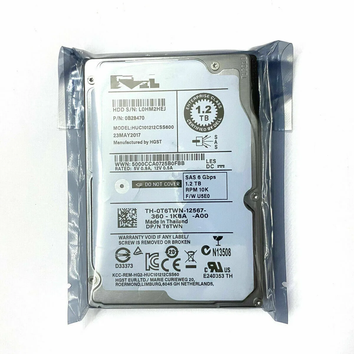 FOR 0T6TWN 1.2TB 6G 10K 2.5" SAS T6TWN HUC101212CSS600 HDD Hard Drive