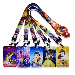 Disney Princess Beauty and the Beast Lanyard ID Badge Holder for Plastic Card, Access ID Card, Suitable for Events, Conferences