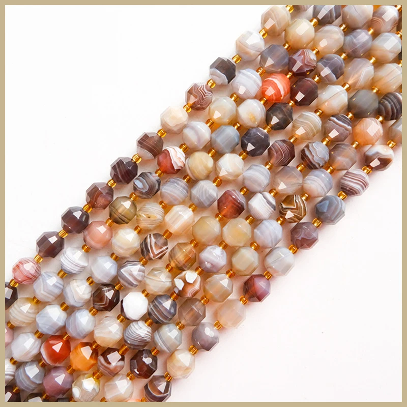 

Natural Faceted Stripe Agates Beads Loose Colorful Onyx Bande Stone Beads For Jewelry Making 15''Strand Diy Bracelet Wholesale