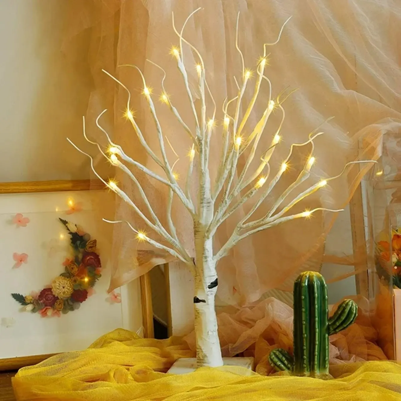 

24 LED Birch Tree Light Adjustable Branches Battery Powered Tree Lamp For Party Bedroom Outdoor Activities Christmas Decor