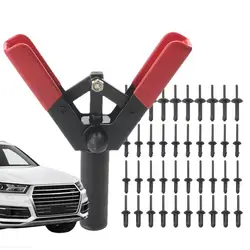 Rivet Tool Heavy Duty Riveter With 40Pcs Nylon Blind Rivets Car Riveter Riveting Tool Rivet Installation Tool For ATV Automotive