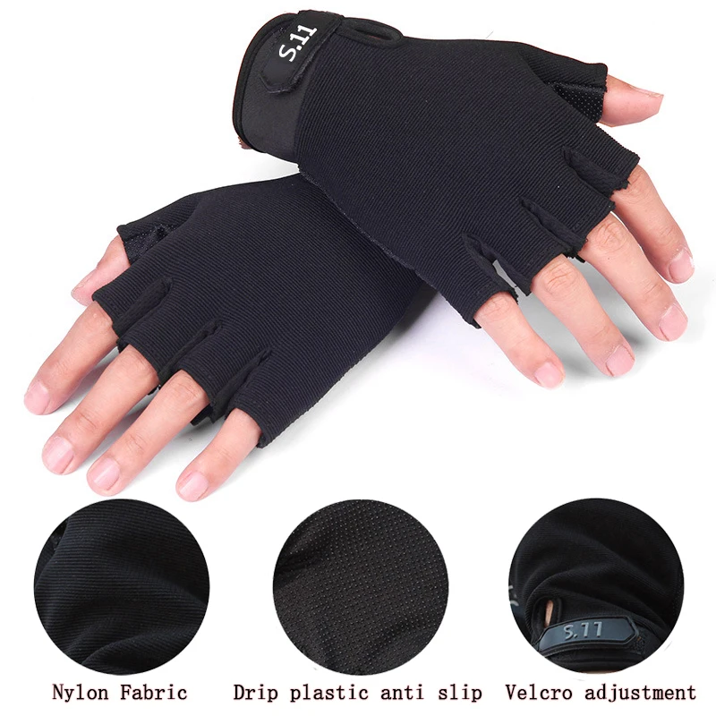 1Pair Half Finger Gloves Protective Sports Cycling Mountaineering Glove Adult Children'S Outdoor Training Fitness Tactical Glove 5