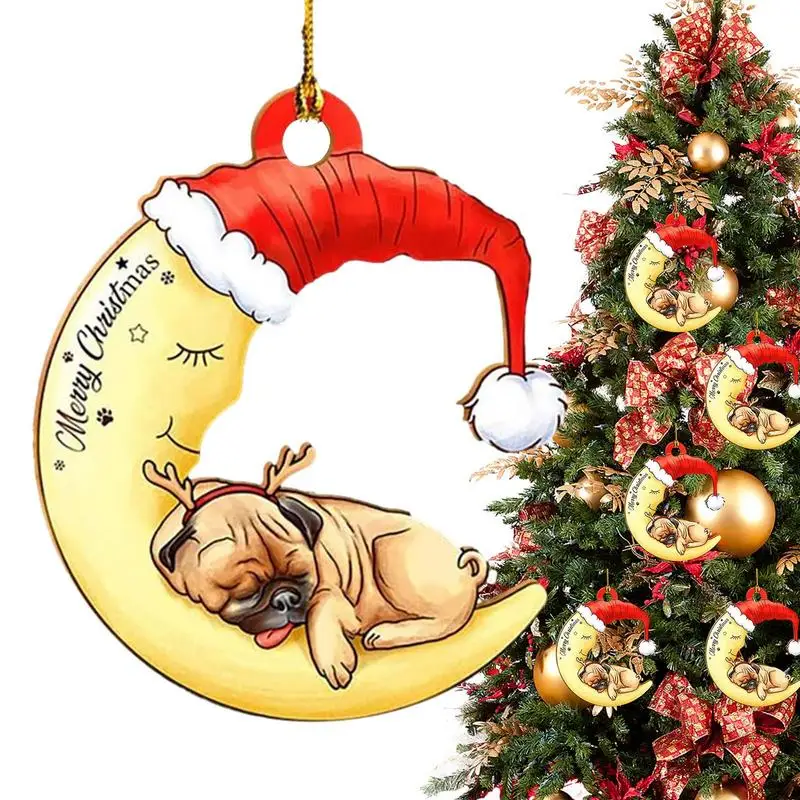 

Украшения для собак на рождественскую елку 2D, Акриловая Двухсторонняя Подвеска для рождественской елки, украшение для автомобиля, рамы для грузовика, окна