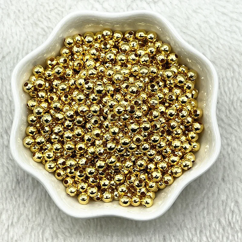 Elegant Plating Metal Beads: Smooth Ball Spacer for Jewelry Crafting and Handmade Accessories