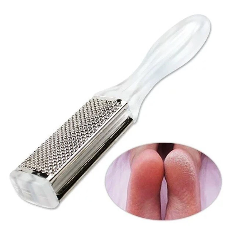 

Hard Dead Skin Remove Plastic + Stainless Steel Transparent Foot Rasp File Scrubber Grater Callus Pedicure Tool Exfoliating Tool