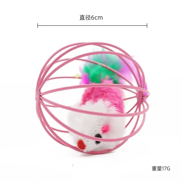 Funny Feather Mice Ball Cage For Kitten Creative Playing Toys Pet Products Play Cat Mouse Toy игрушки для кошек 6