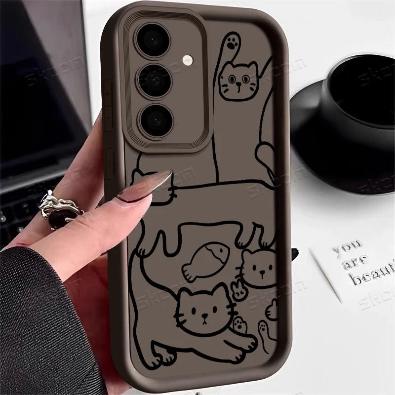 Whimsical Feline Silicone Phone Case - Soft Protective Cover