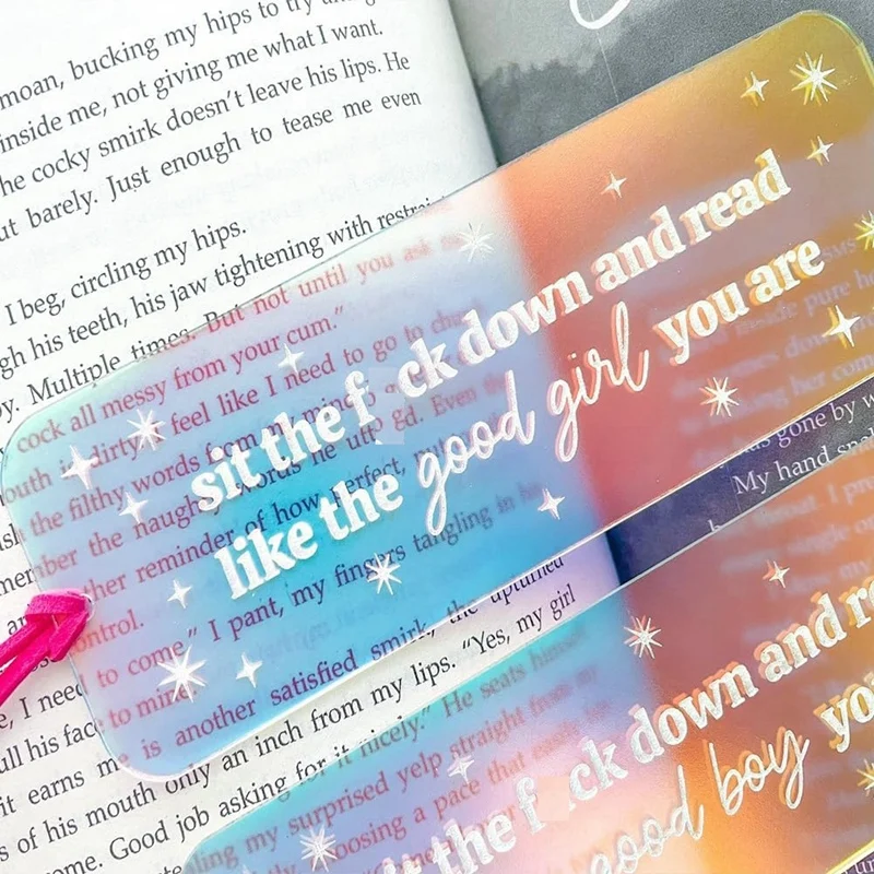 

Sit Down And Read Iridescent Bookmark, Funny Acrylic Bookmark, Reading Gift For Book Lover