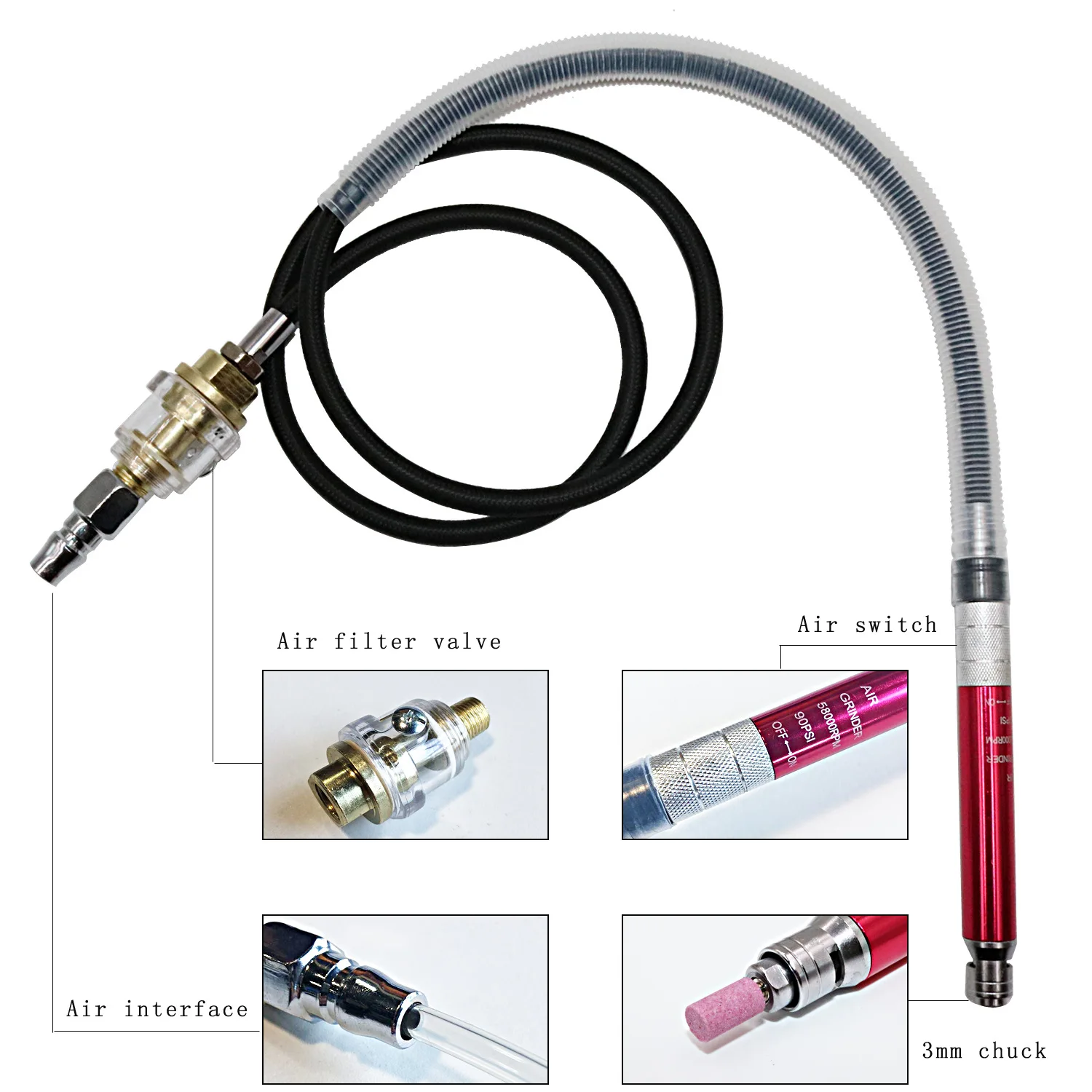 

High-Speed Air Micro Die Grinder Kits Mini Pencil Polishing Engraving Tools Jewelry Dental Wood Grinding Cutting Pneumatic Motor
