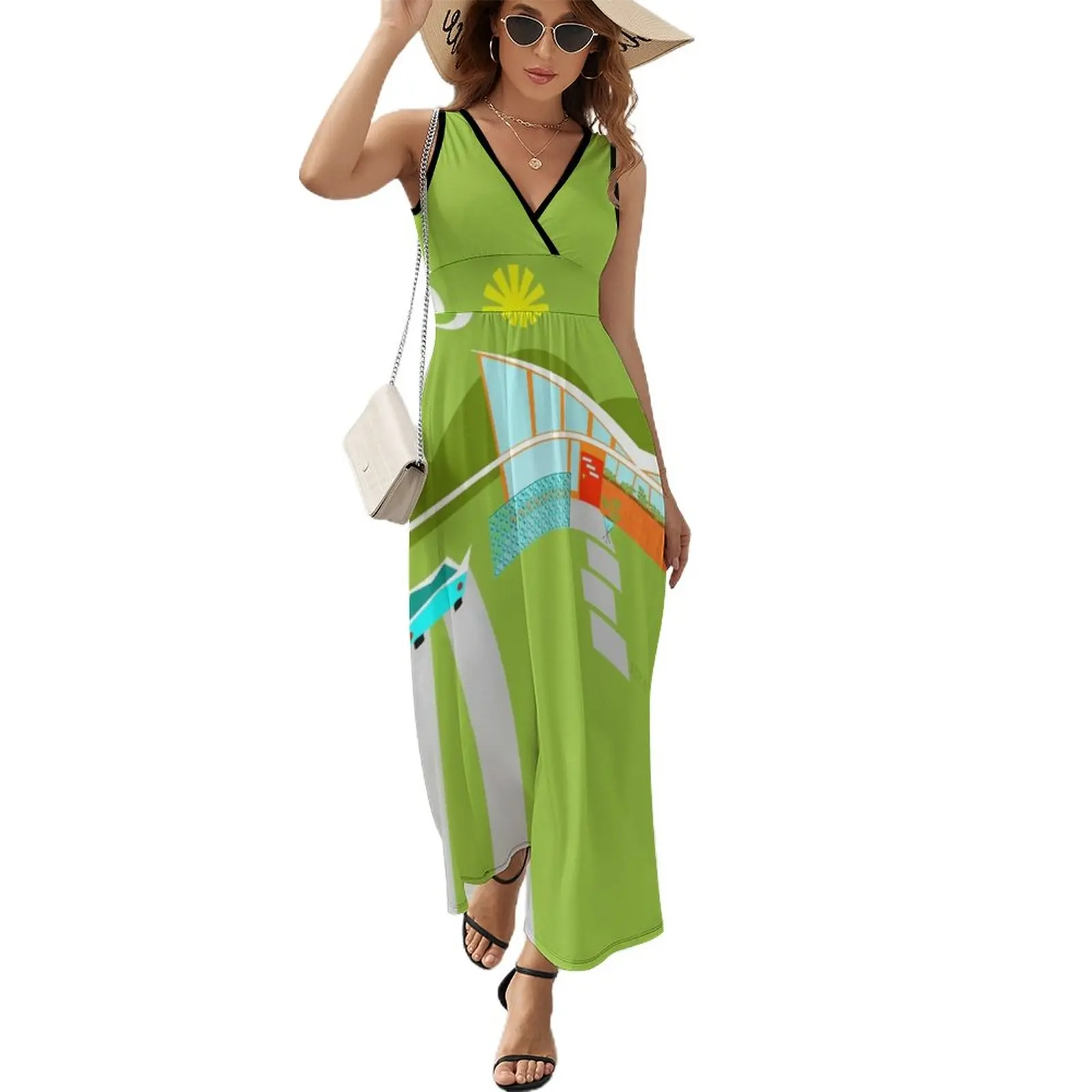 

Retro Palm Springs House Sleeveless Dress long sleeve dress summer dress womans clothing